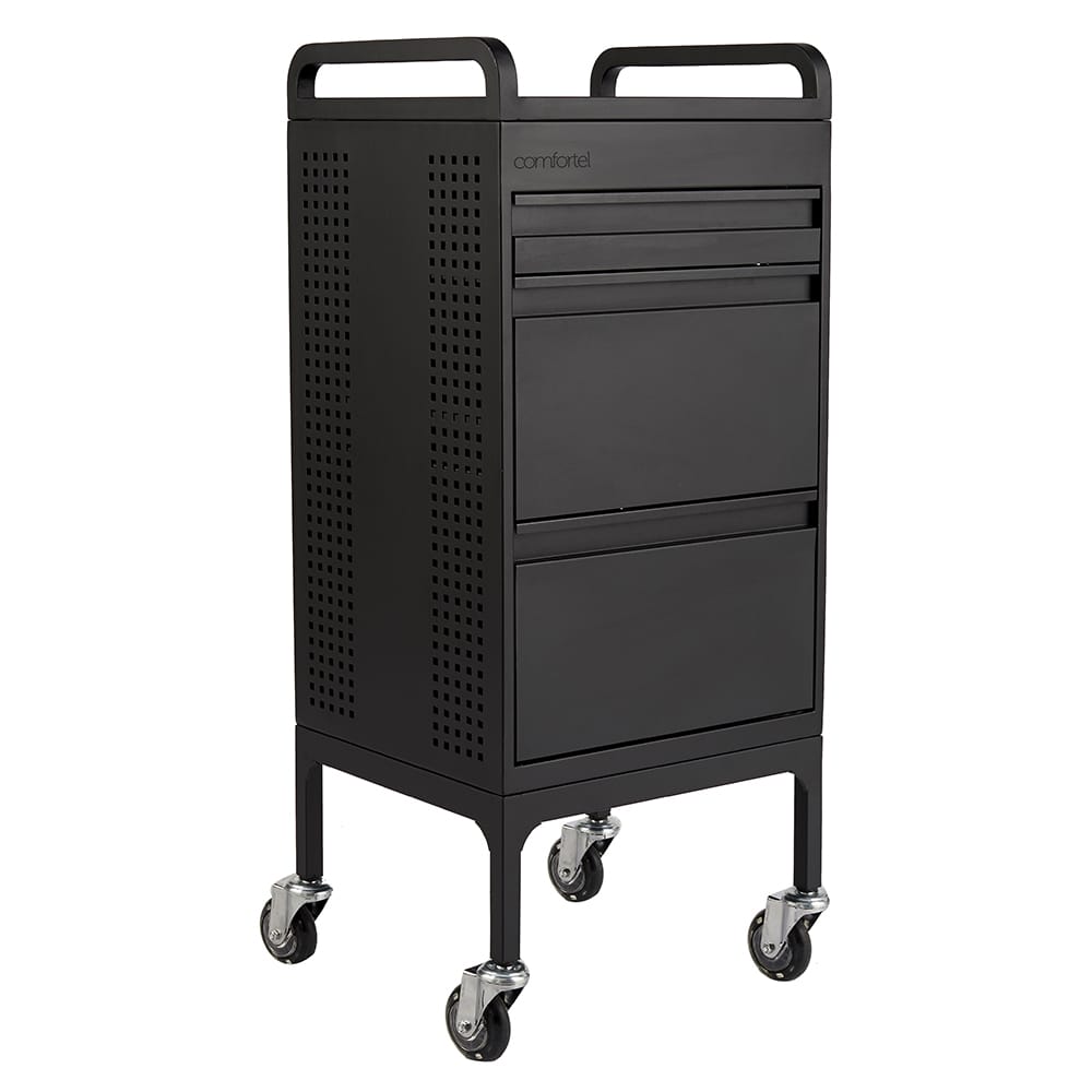 Studio 3 Drawer Steel Salon Trolley Black